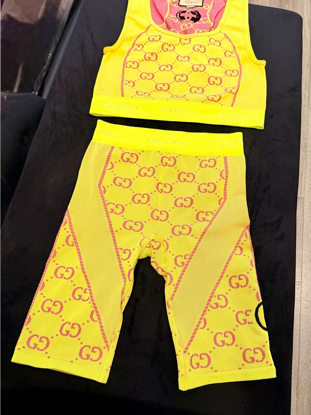 Gucci Yellow and Pink Logo Active set - will sell separately if need be NWOT